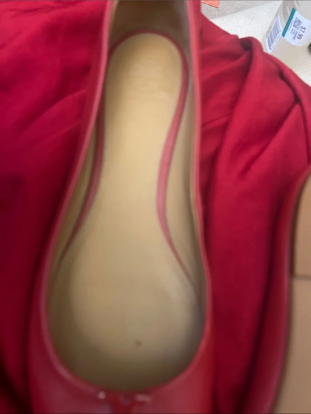Tory Burch Red Leather Logo Ballet Flats